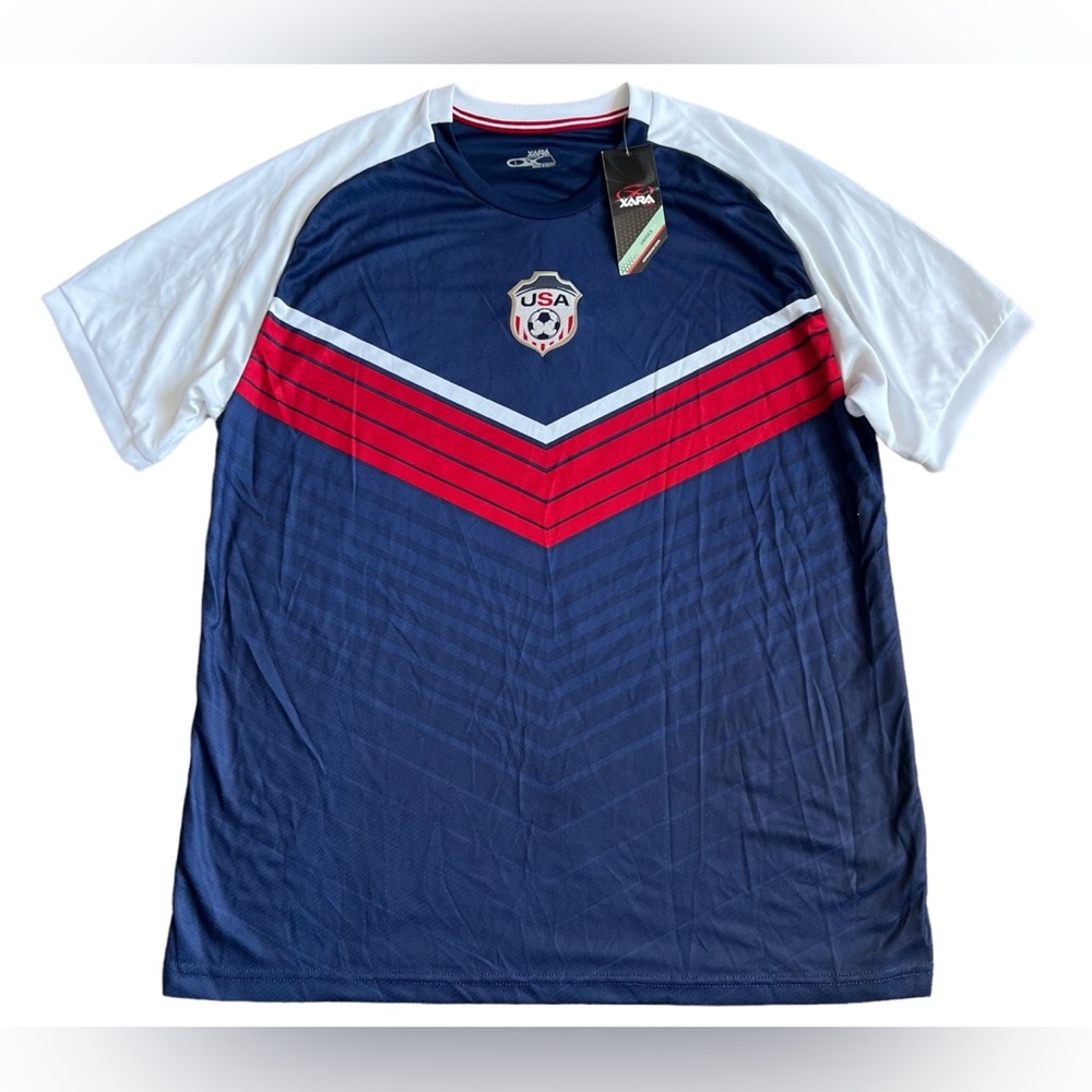 Xara Men’s USA National Team Soccer Jersey Sz L Red White Blue Shirt Kit NWT